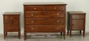 Reproduction of an antique chest of drawers handmade in planed and antiqued solid walnut wood